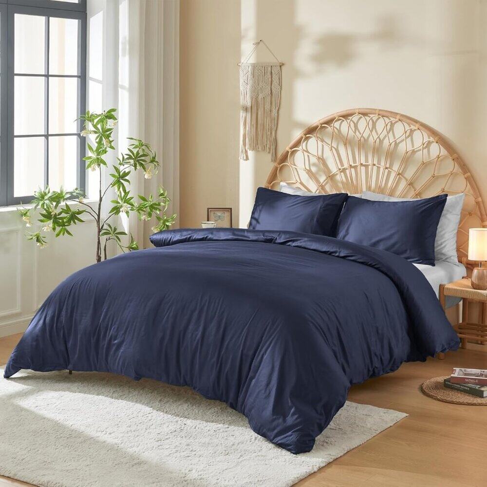 NWT Sijo DOZ 3 Pc Duvet Cover + 2 Shams Sapphire Blue, Full/Queen